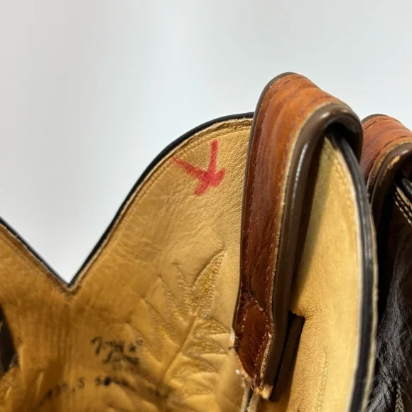 Vintage Tony Lama Women Size 6/ Two Tone Brown Leather Cowboy Western Boots - Picture 9 of 10